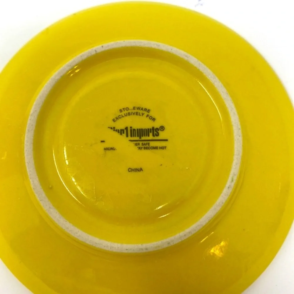 Pier 1 Imports Yellow Stoneware Espresso Cup & Saucer Set
